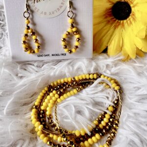 Yellow Gold Earring and bracelet set