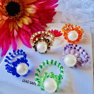 Glass Bead with Pearl Rings