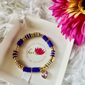 Blue Clay Beaded Bracelet with heart