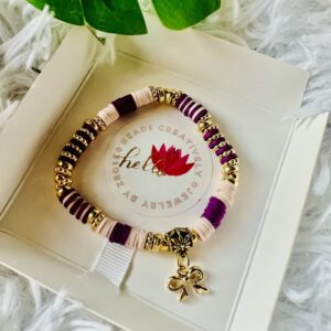 Purple Clay Beaded Bracelet with bow